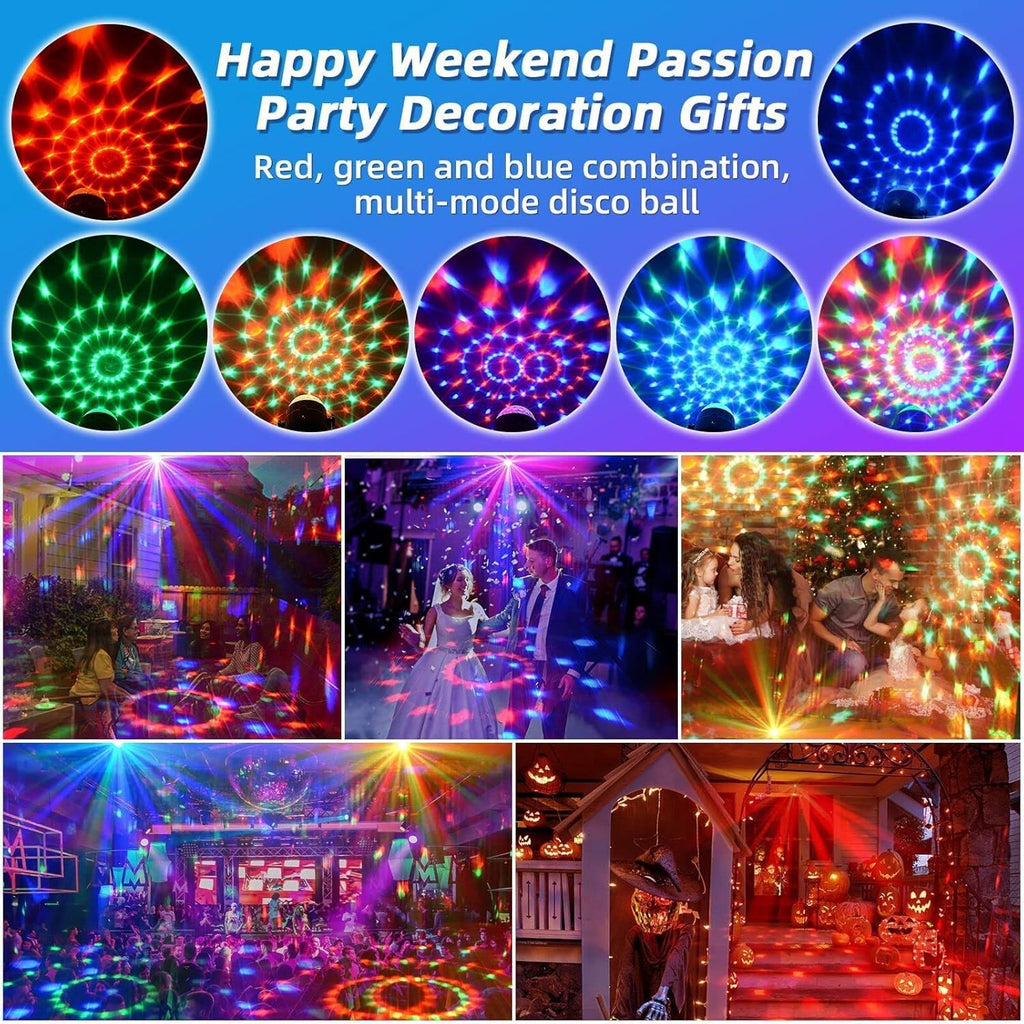 Party Lights Disco Ball LED Sound Activated, RBG Disco,dj Lights, Powered Stage Light for Home Room Dance Parties Birthday Bar Karaoke Xmas Wedding Show