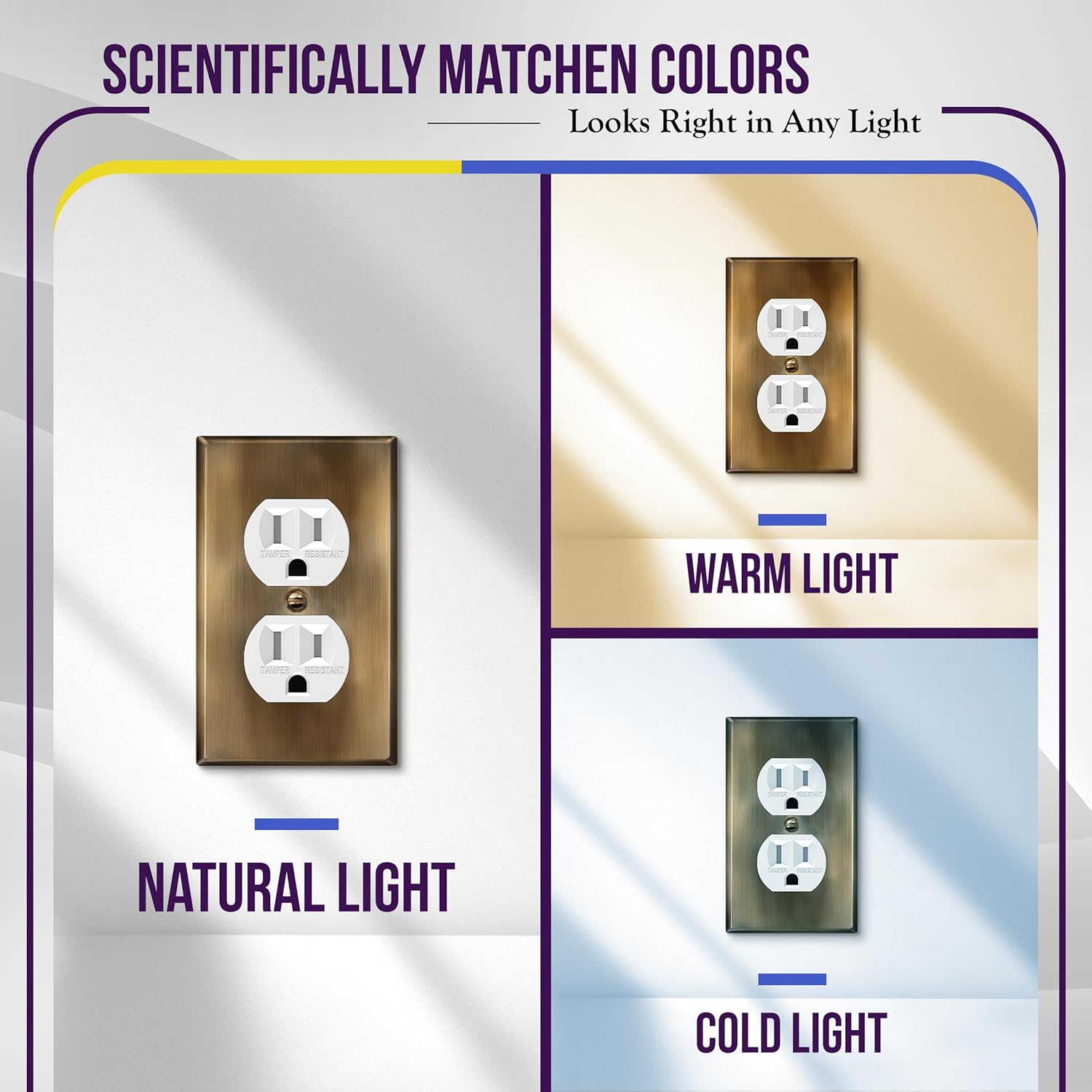 ENERLITES Duplex Receptacle Metal Wall Plate, Stainless Steel, Outlet Cover, Corrosion Resistant, Standard Size 1-Gang 4.50" x 2.76", Stainless Steel 201, 7721-AB, Antique Brass