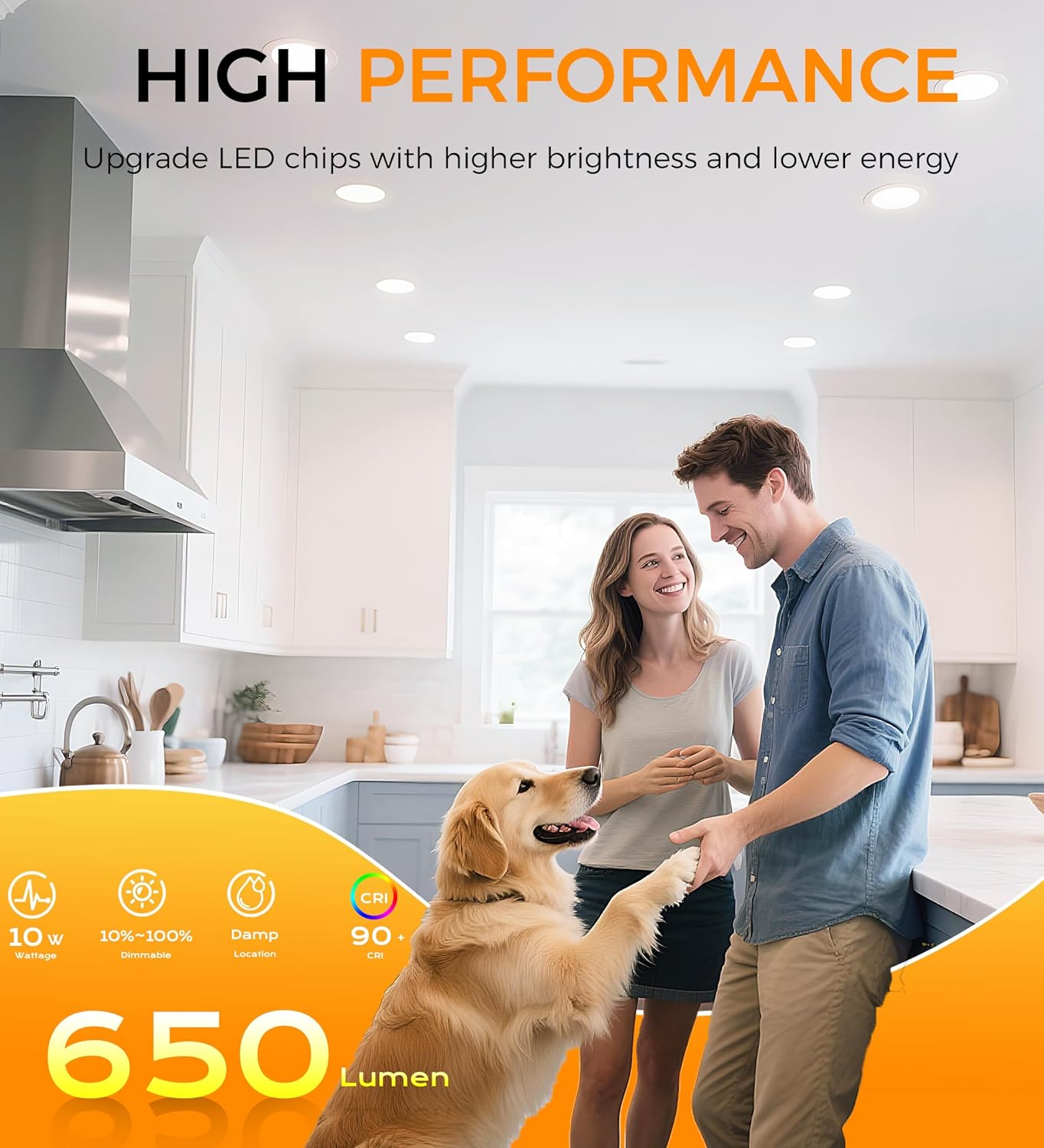 CLOUDY BAY 4 inch 3000K/4000K/5000K Three Color Temperature Selectable, Dimmable 10W CRI 90+,Ultra Thin Recessed Downlight with Junction Box, Canless Wafer Down Light, Damp Location,White Finish, 6PK