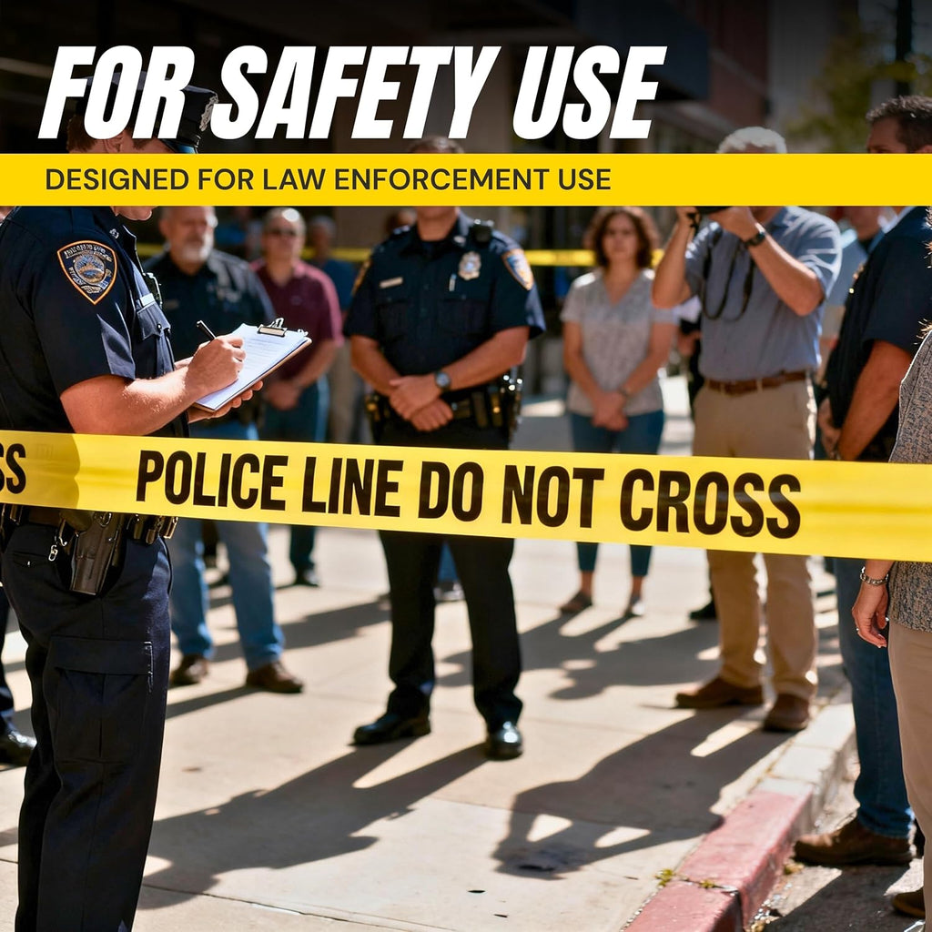 Police Line Do Not Cross Barricade Tape 6 Pack 3 inch X 1000 feet • Bright Yellow with a Bold Black Print • 3 in. Wide for Maximum Readability • Tear Resistant