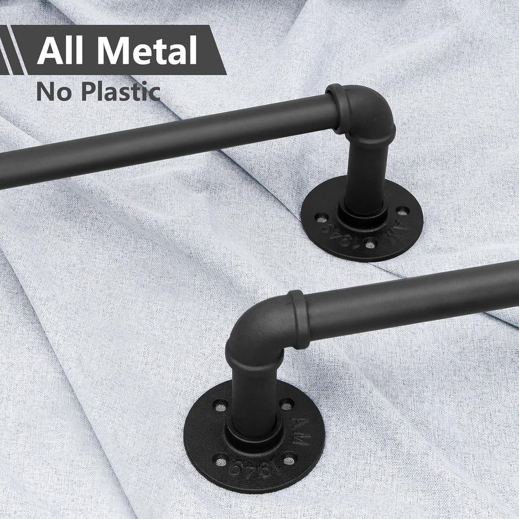Refrze Industrial Blackout Curtain Rod, 34-48 Inch, 1 Inch Diameter, Heavy Duty, Adjustable, Wrap Around, Black