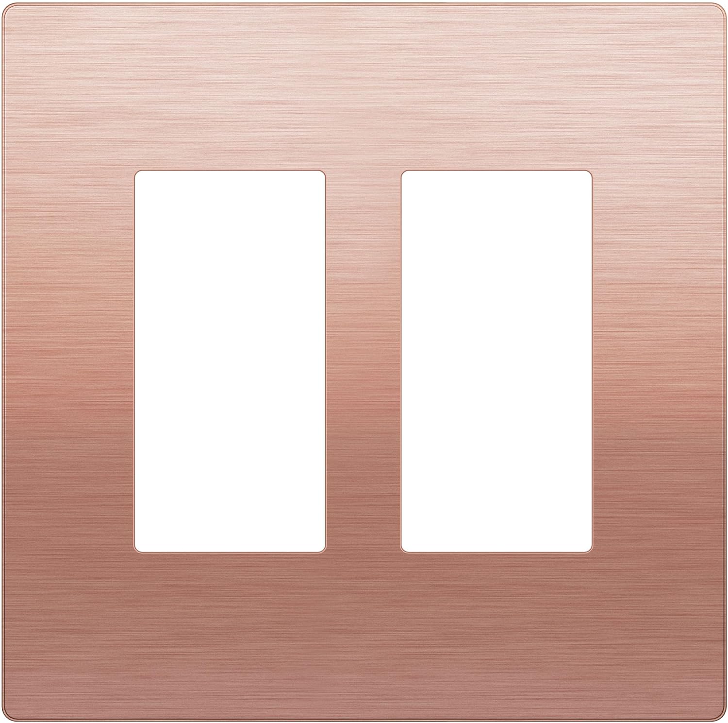 LIDER Double Decorator Metal Wall Plate, Temperature and Impact Resistant, 201 Stainless Steel, Screwless Cover, Modern Upgrade, Mid-Size 2-Gang 4.88” x 4.92”, Brushed Rose Gold, LSMWP-32M-BRG