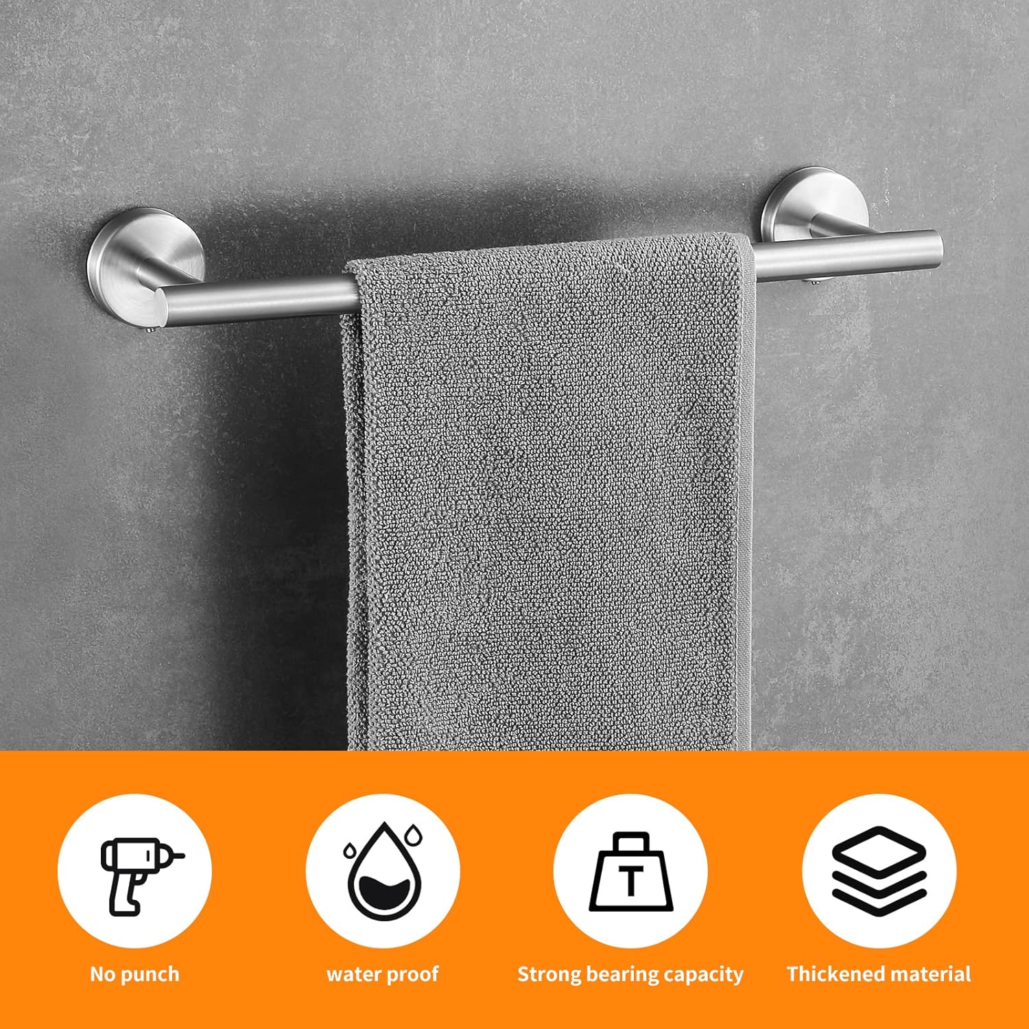 Bathroom Hardware Set Brushed Nickel, 24 Inch Towel Bar Set 10 Pieces Bathroom Accessories Set Includes Includes 2 Packs 24 Inch Towel Bar, Towel Ring, Toilet Holder and 4 Packs Towel Hooks