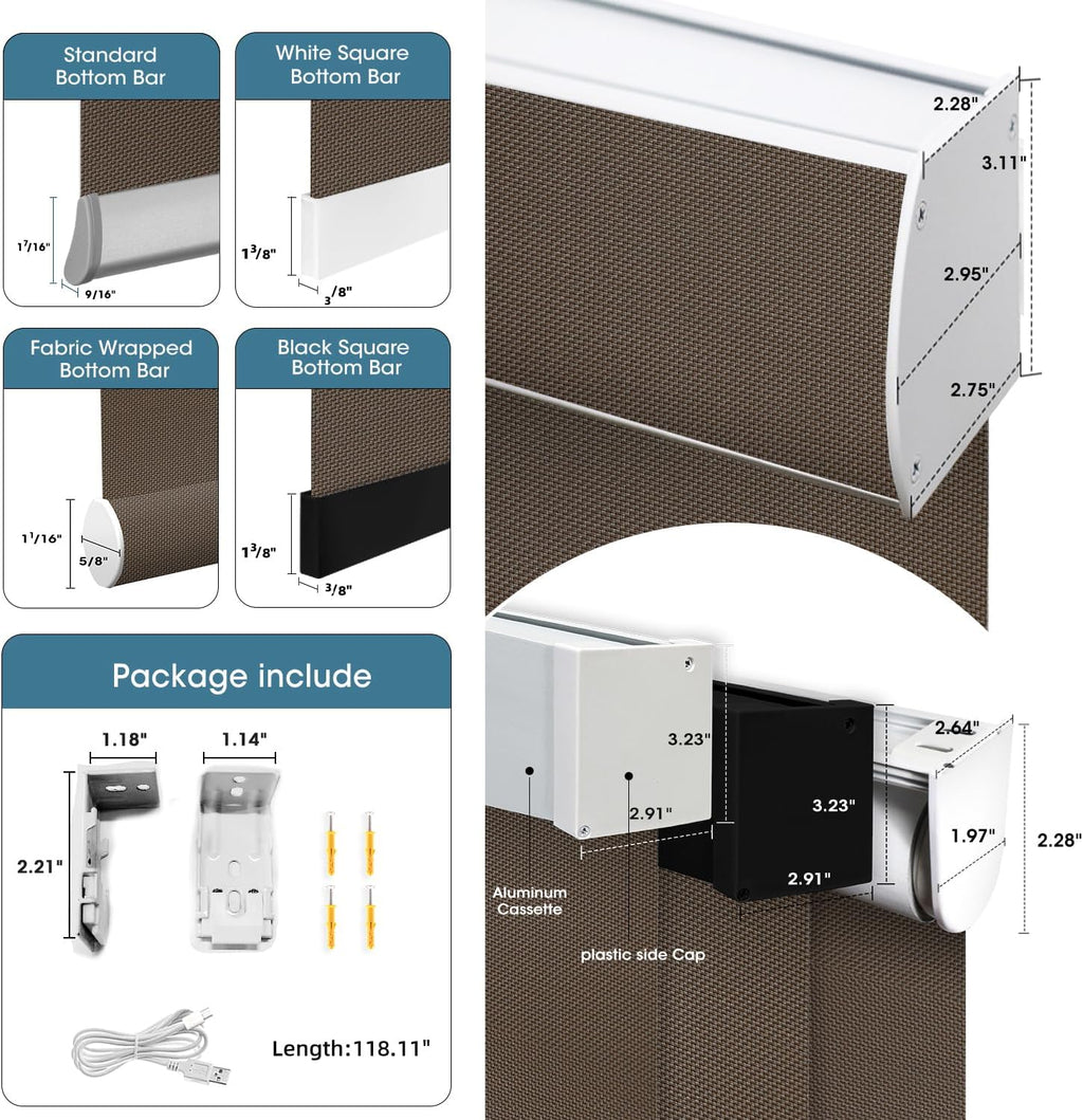 SmartWings Motorized Roller Shades 5% Openness Without Privacy Custom Size, Rechargeable Battery, Works with Matter/Apple HomeKit, Alexa, Thread/Zigbee, Remote Optional, 5% Openness Chocolate