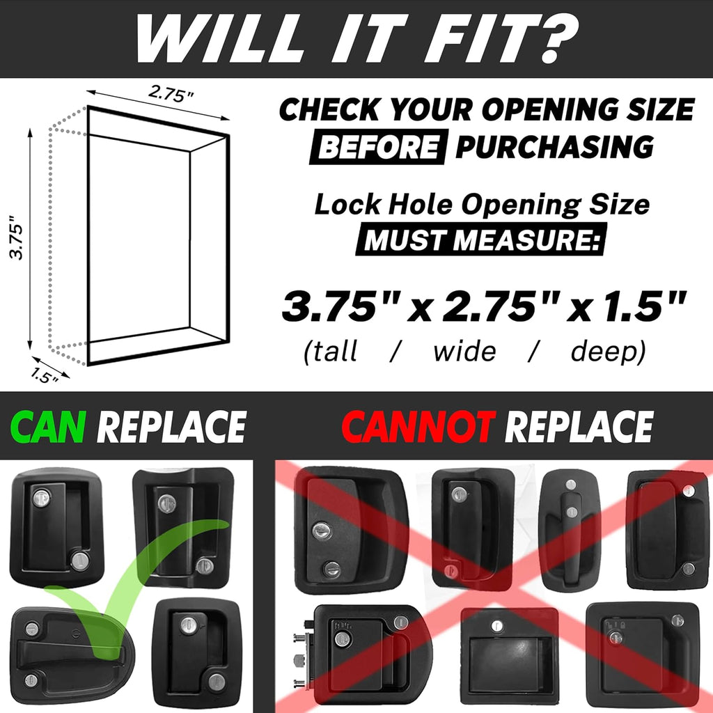 RV Keyless Entry Lock - 10 Digits V2.0 | Secure RV Door Lock Keyless Entry w/ 2 Inside Latches | Travel Trailer Door Lock Replacement w/ 2 Fobs, 4 Unique Keys | Only Fit 3.75" x 2.75" Lock Hole