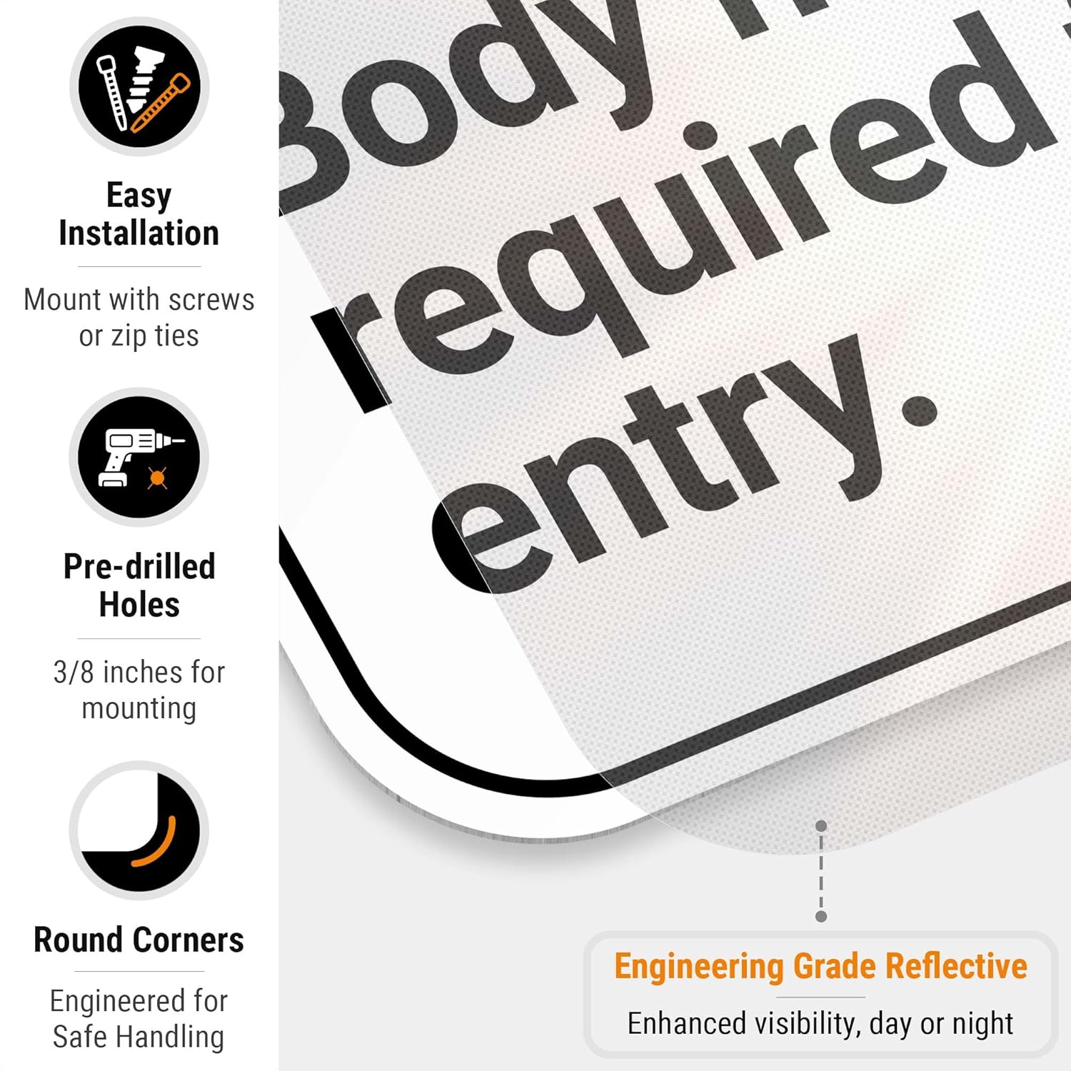 Safety Instructions Body Harness Required for Entry Sign, 12x18 Inches, 3M EGP Reflective .063 Aluminum, Fade Resistant, Made in USA by Sigo Signs