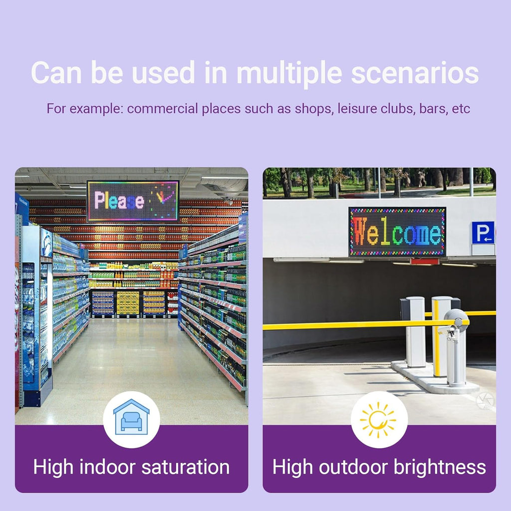 Programmable Scrolling LED Sign Outdoor Signs for Businesses Pantalla LED Para Publicidad Waterproof Digital Display Board - Custom Electronic Message Panel for Wall (Letrero) 26"X14"