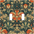 Decorative Switch Plates William Morris Abstract Floral Plant Pattern Orangeyellowgreen 2 Gang Double Toggle Outlet Light Switch Cover Wall Plate Electrical Faceplate for Bedroom living Room