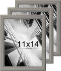 KTKDE 11x14 Picture Frame Set of 3, Grey Wooden frames, Vertical & Horizontal Wall Hanging for Wall Display,Studio Gallery Photo Frame for Photos, Posters & Art Prints