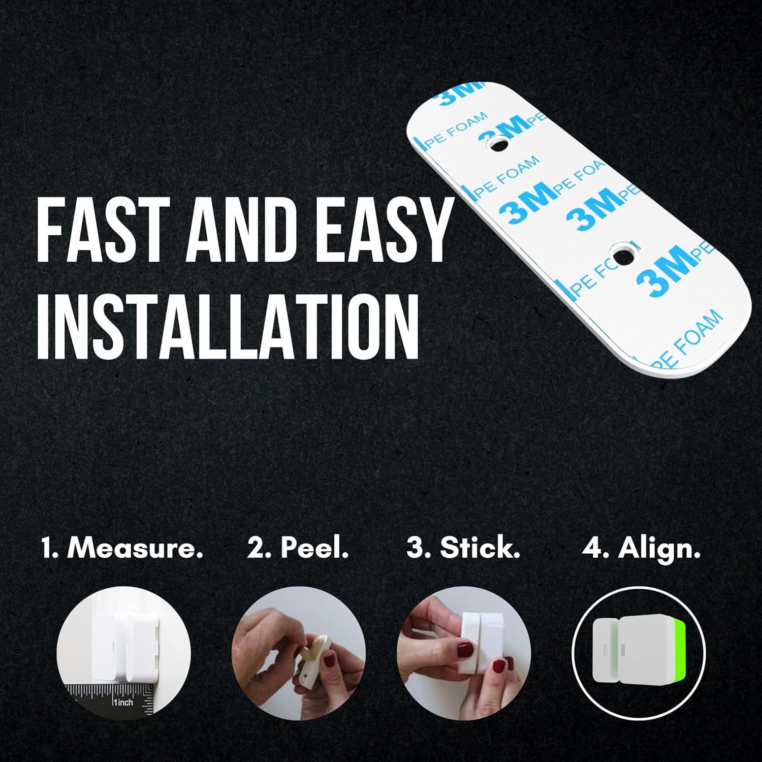 Simplisafe Entry Sensor Adhesive | Mounting Tape for Simplisafe Door, Entry, and Contact Sensor | Easy Mount, No Cutting, Peel and Stick (5 Pack Sensor + 5 Magnet Side)