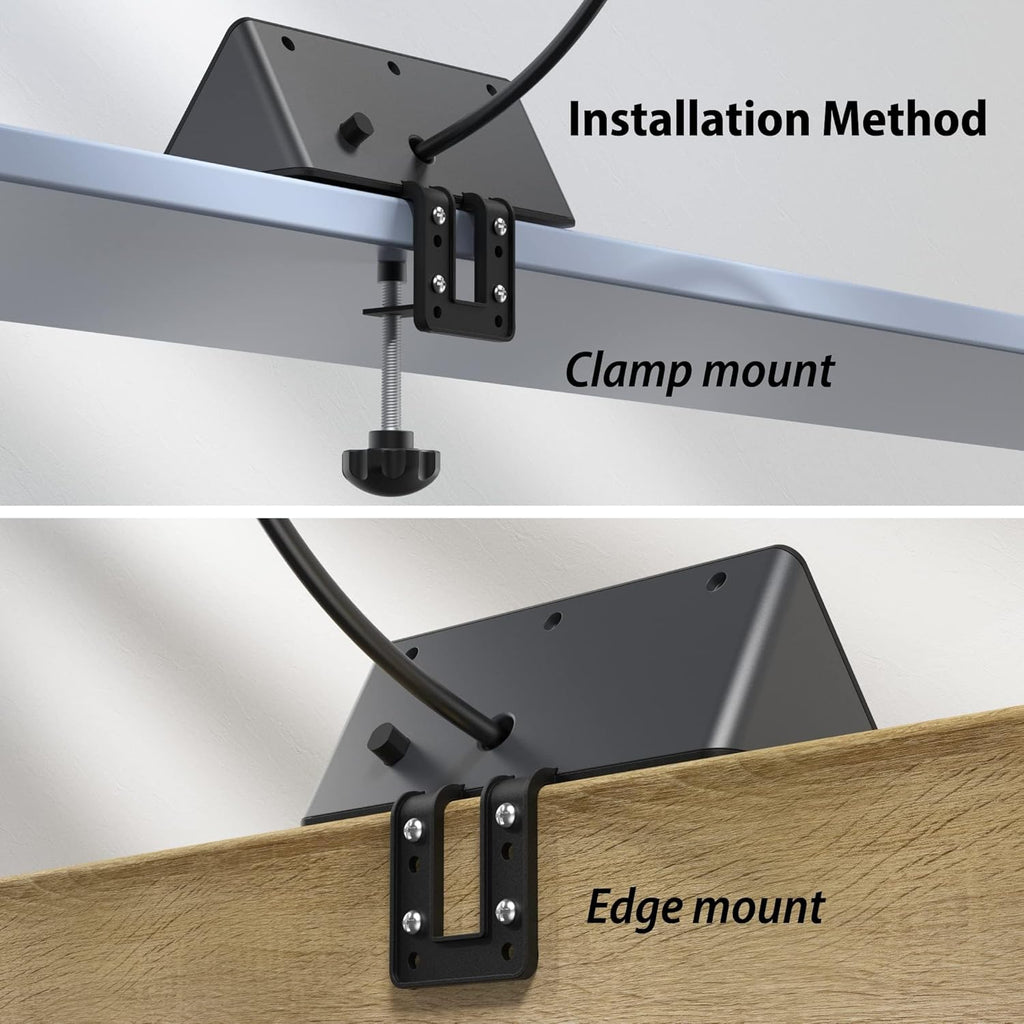 Power Charge Station Edge clamp Mount with USB-C Ports，Tabletop Surge Protector, Desk Clamp Power Sockets with 3 AC Outlets and 4 Fast Charging USB Ports for Home Office Hotel and Dormitory (Black)