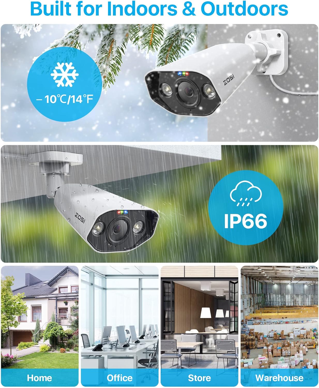 ZOSI 4K PoE Security Camera System,Person Vehicle Detection,8 Port 16CH 8MP NVR with 2TB HDD,4pcs 4K Outdoor Indoor PoE IP Cameras,2 Way Audio,Spotlight Siren,Color Night Vision,for 24/7 Recording