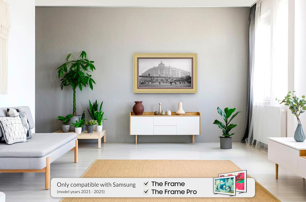 Antique White 65" Premiere Deco TV Frame - Compatible ONLY with Samsung The Frame TV and Pro TVs (Fits 2021-2025, LS03A, LS03B,LS03C,LS03D,LS03FA,LS03FW)