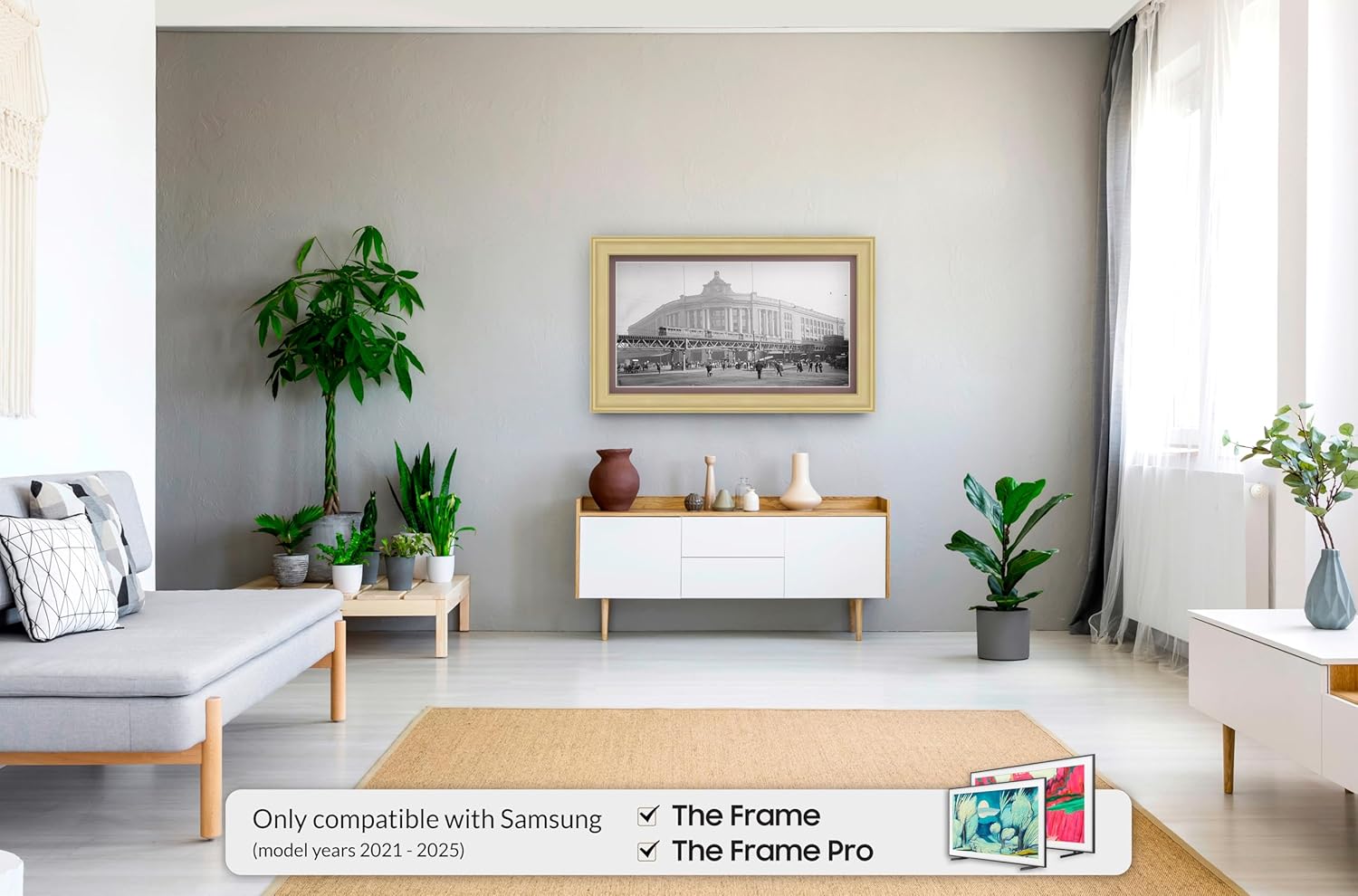 Antique White 32" Premiere Deco TV Frame - Compatible ONLY with Samsung The Frame TVs (Fits 2021-2025, LS03A, LS03B, LS03C, LS03D, LS03FA)