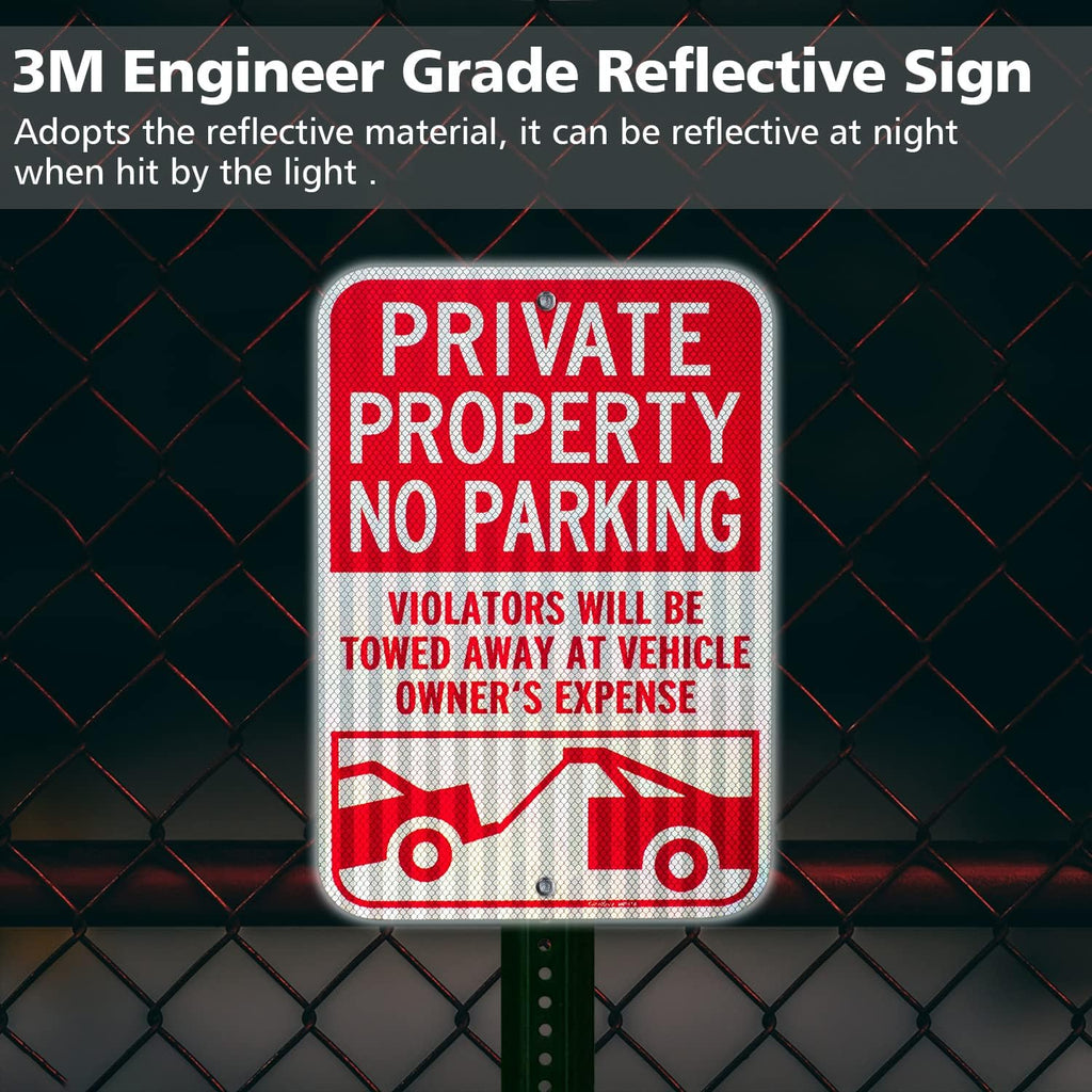 GicnKeuz Schild mit Aufschrift "Private Property No Parking", Violators Will Be Towed Away at Vehicle Owner's Expensing", 45.7x30.5 cm, lichtbeständig, für den Außenbereich