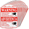 8 Pcs Video Surveillance Sign Private Property, 13.5 x 9.5 inch Thick Aluminum Reflective Sign Warning Advertencia Sign Aluminum UV Ink Printed for Home Business