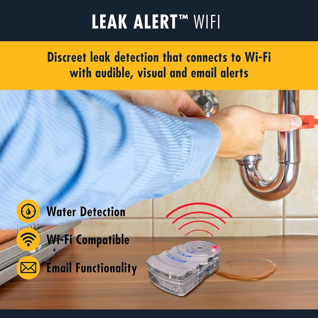 Zircon Leak Alert WiFi- 2 Pack - Smart Electronic Water Detector Alarm with Email, Audio and Visual Alerts - Batteries Included, (72336) White