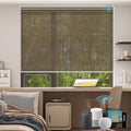 SmartWings Motorized Smart Blinds for Windows in Light Filtering, Electric Remote Roller Shades Compatible with Alexa/Google Home/Homekit, Custom Up to 110”W x 148”H, 5% Openness PVC Free Cocoa