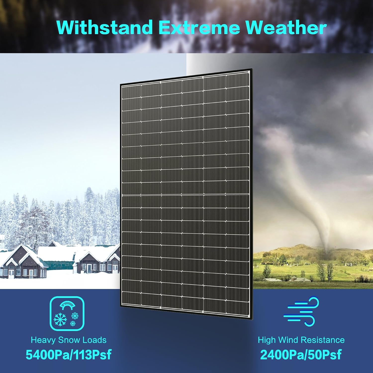 JJN Bifacial 400 Watt Solar Panel, N-Type 16BB 400W Solar Panels, 25% High Efficiency Monocrystalline Solar Module for 12V/24V/48V PV System for Homes Rooftop Farm RV and Off-Grid Applications