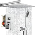 SR SUN RISE Polished Chrome Square Rainfall Shower Head and Handle Set, Wall Mounted Shower Fixtures, Metal Shower Faucet Trim Repair Kits (With Shower Valve) 16 Inches