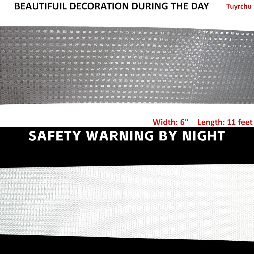 White Reflective Tape Outdoor Waterproof 6 inch, High Visibility Warning Industrial Marking Tape,Safety Stickers (11 feet)