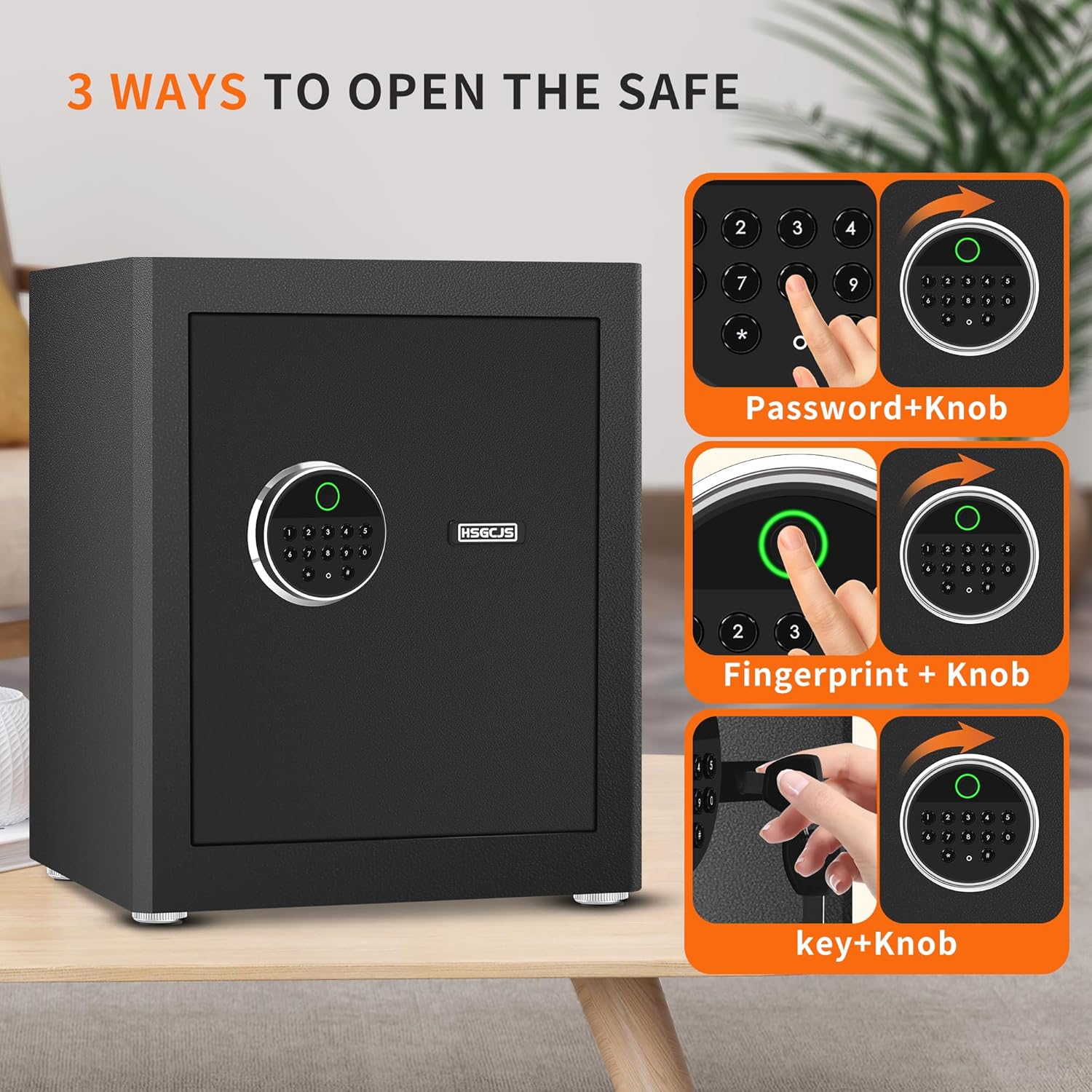 HSGCJS Biometric Fingerprint Safe, Home Safes Box with full Digital Keypad,Security Safe For Home,Office and Hotel-1.93 Cubic Feet