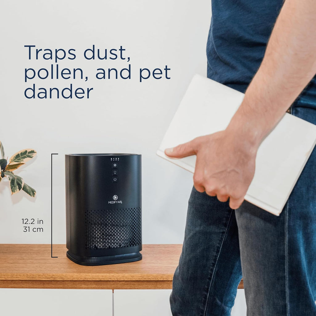 Medify MA-14 Air Purifier with True HEPA H13 Filter | 470 ft² per Hour for Smoke, Odors, Pollen, Pets | Removal to 0.1 Microns | Black, 1-Pack