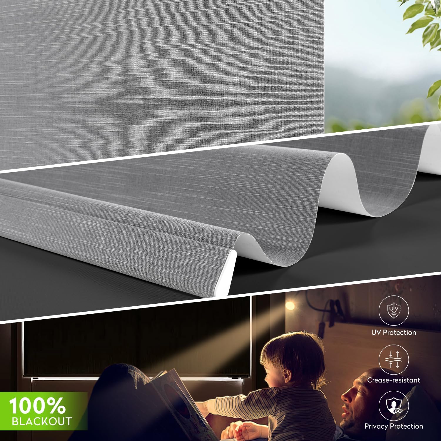 ZSTARR Motorized Blackout Roller Blinds with Remote Control,Rechargeable Smart Window Shades Compatible with Alexa Google via Hub,Fabric Wrapped Valance, Custom Size (Gray)