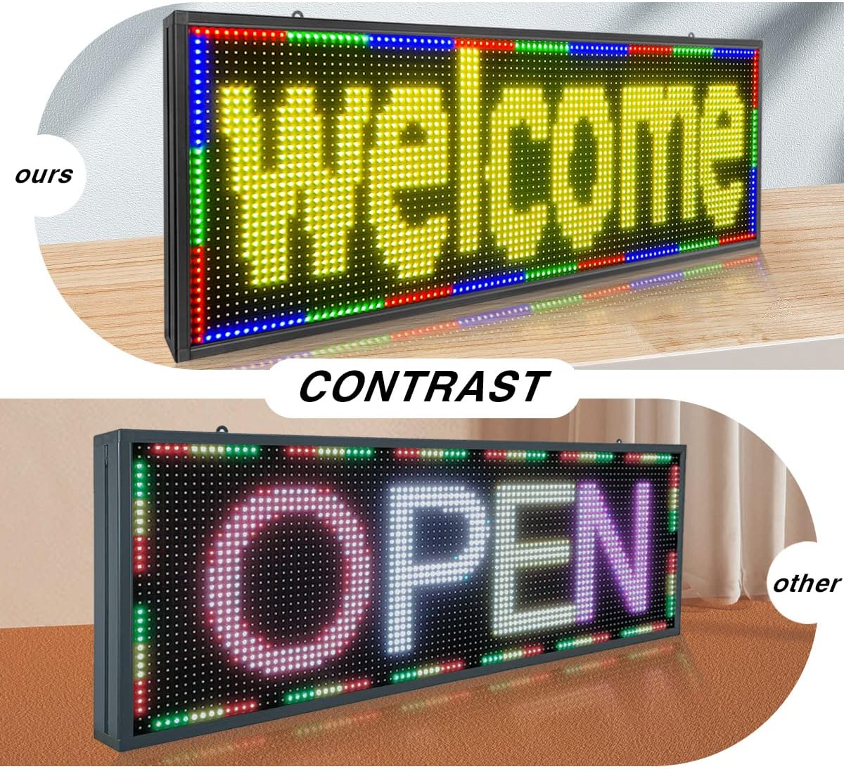 P10 Outdoor LED Sign – 39''x14'' Full Color WiFi Programmable Display Board with High Brightness | Scrolling Text, Images & Video for Store Advertising