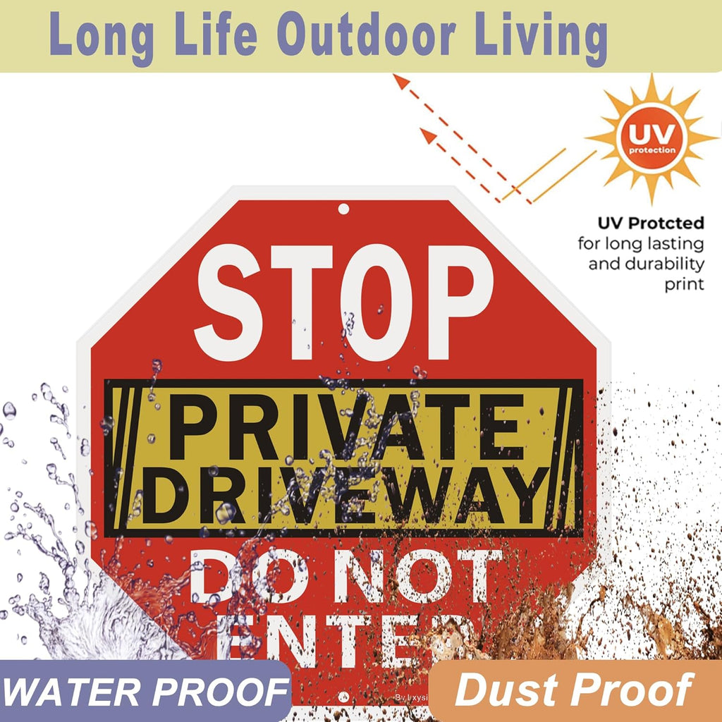 Stop Sign, Do Not Enter Private Driveway Sign, 12" x 12" x 0.04" Reflective Aluminum sign, Fade Resistant Durable UV and Octagon Shaped, Easy Mounting 2Pack