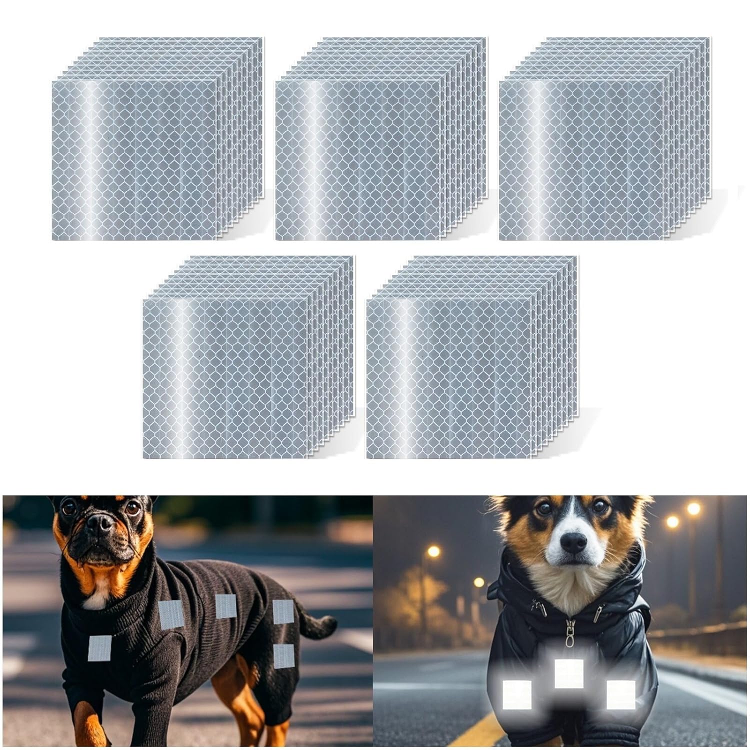 Non Fading White Reflective Stickers 2 inch X 2 inch, Outdoor Waterproof High Visibility Warning Safety Adhesive Reflector Tape (50 Pcs)