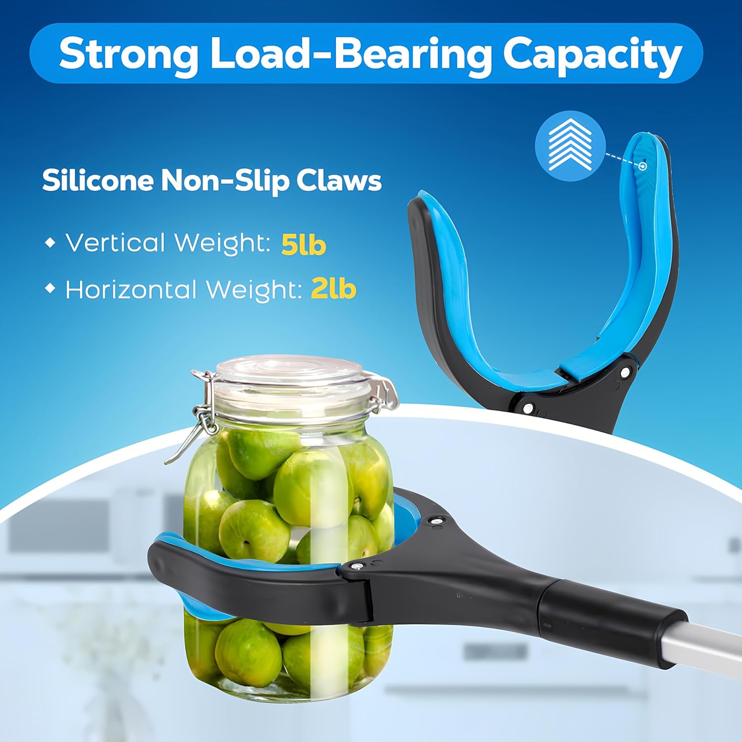 Grabber Reacher Tool - 32” Extra Long Foldable Gripper and Reaching Tool - Heavy Duty Pick Up Stick Grabbers for Seniors, Trash, Surgery Recovery Must Haves Gifts (Blue-2pc)