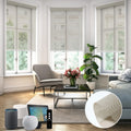 SmartWings Motorized Light Filtering Shades, 50% Blackout PVC Free Smart Blinds, Custom Size, Rechargeable Battery, Works with Matter/Apple HomeKit, Alexa, Thread/Zigbee, Remote Optional, 50% Stone