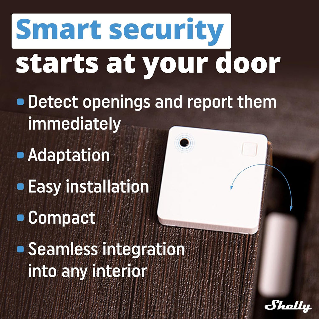Shelly Blu Door/Window White | Bluetooth Operated Sensor | Home Automation | iOS Android App | Alexa & Google Home Compatibility | Lux and Tilt Angle Measurement | Set Custom Activation Scenes