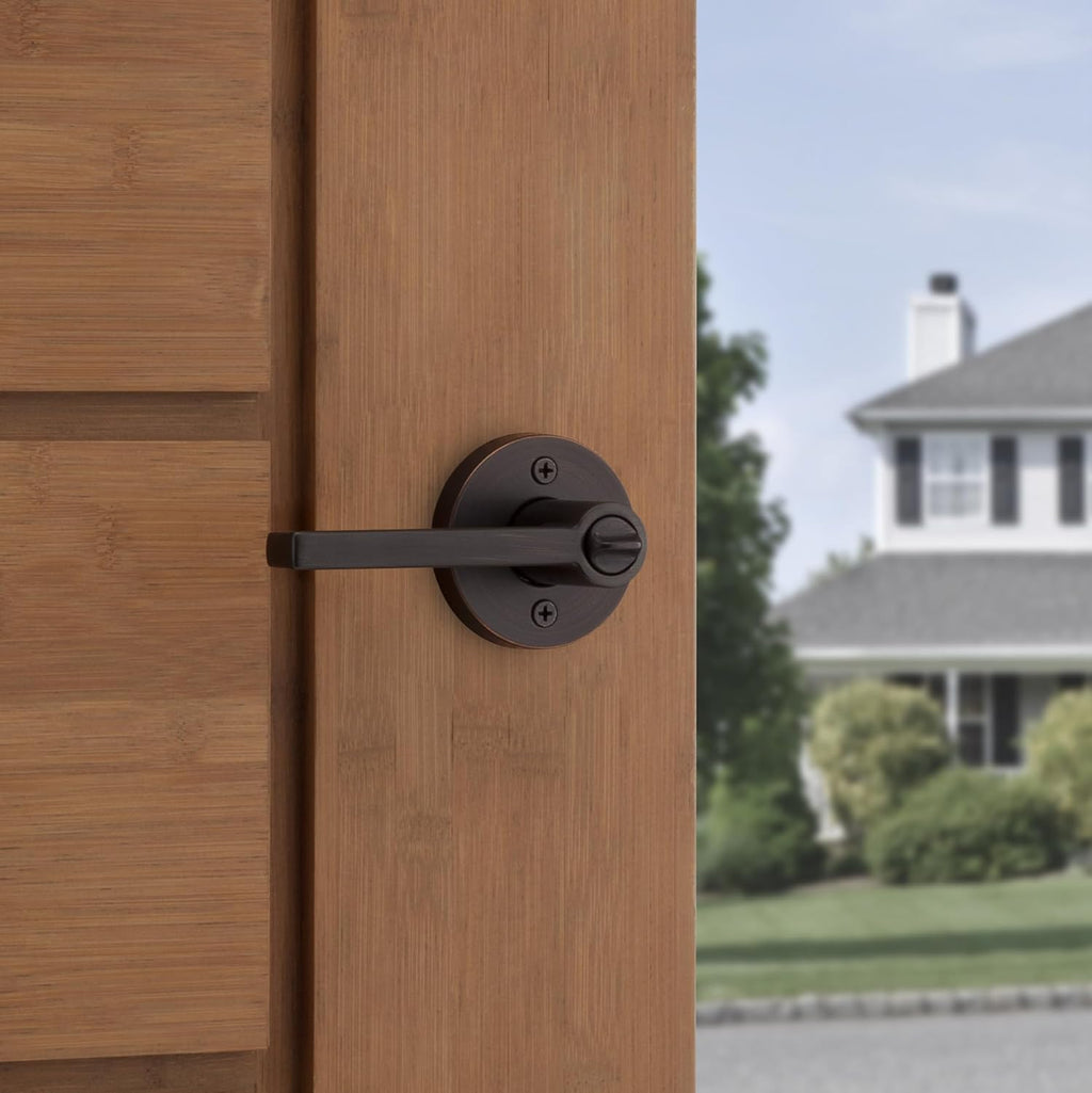 Kwikset Halifax Entry Door Handle with Lock and Key, Secure Keyed Reversible Lever Exterior, for Front Entrance and Bedrooms, Venetian Bronze, 10 Pack, Pick Resistant SmartKey Rekey Security