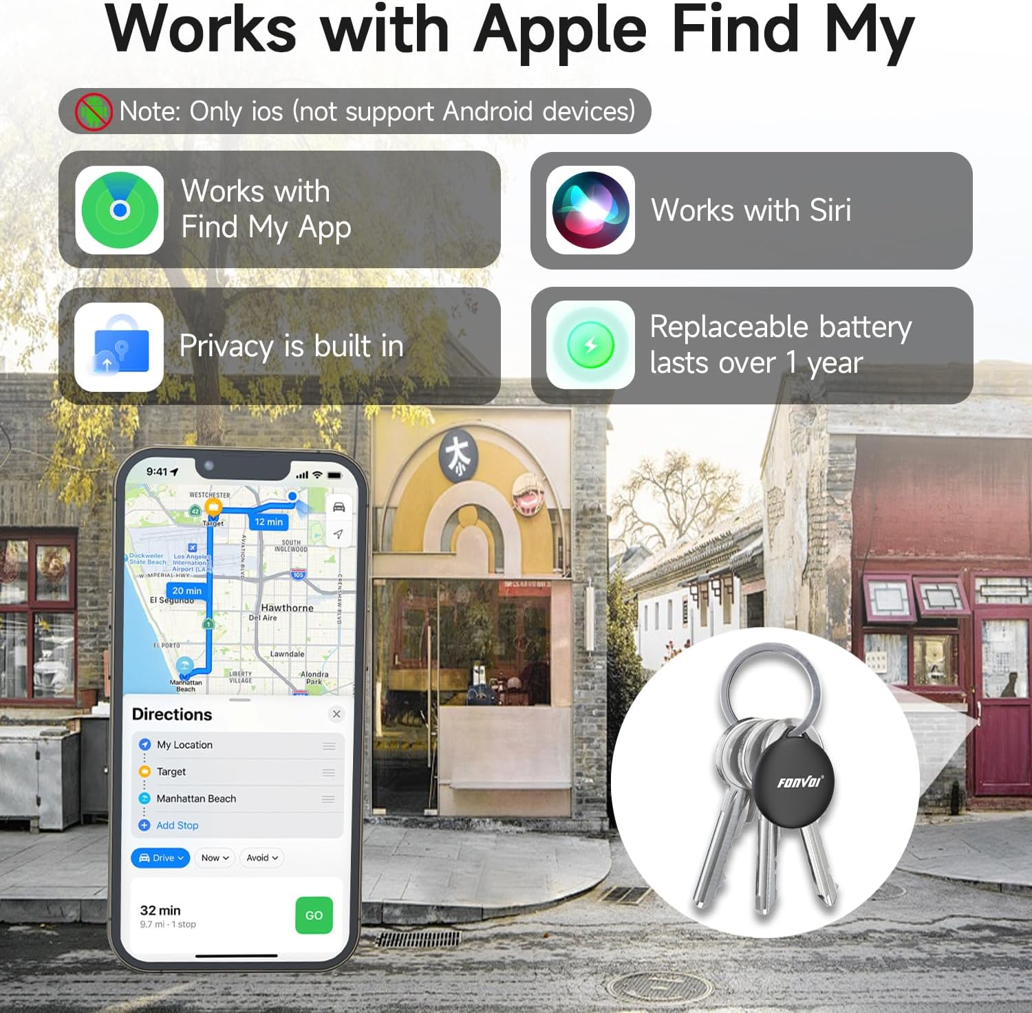 New [Apple MFi Certified] (iOS Only) Air Tags-4 Park, Bluetooth Tracker Tag for Apple Find My, Replaceable Battery, Key Finder and Item Locator Smart Tag for Keys, Bags, Luggage, Pets, Wallet