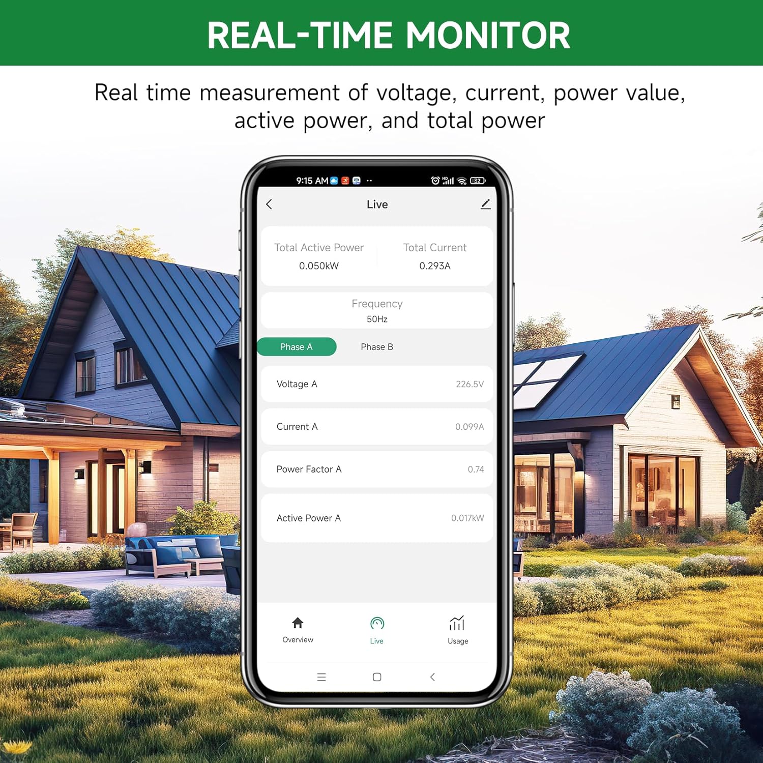 WiFi Energy Monitor with 2 * 120A Clamps, Real-Time Electricity Tracking, Smart Home Power Management,WiFi Meter Solar/Net Metering, Home Energy Automation and Control