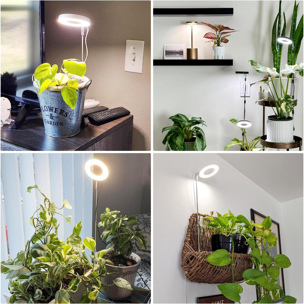 Grow Lights for Indoor Plants,Full Spectrum Plant Lights for Indoor Growing with 3/9/12H Timer, 3 Color Modes, 10 Brightness, 6.5"-26" Height Adjustable Small Grow Light, 2 Pack(3.4in)