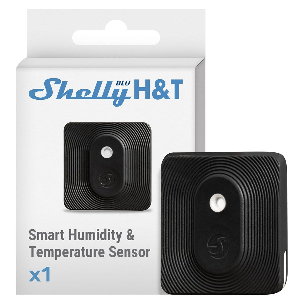 Shelly Bluetooth Smart Temperature & Humidity Sensor with Remote App Control & Monitoring, Home Assistant, Alexa, Google Home, Smart Scenes, IP54, Notification Alerts, Blu H&T Black
