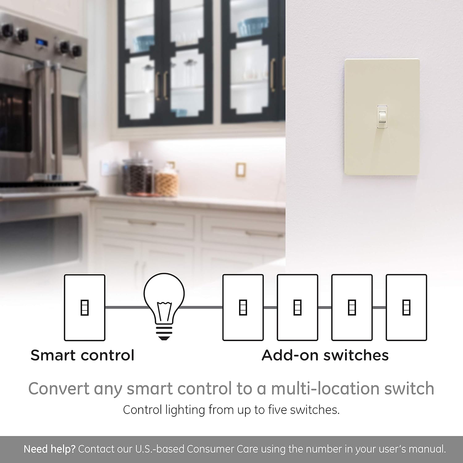 Enbrighten Almond Add-On Switch, QuickFit & SimpleWire, Z-Wave/Zigbee, Not A Stand Alone Switch, 2 Pack, 85096