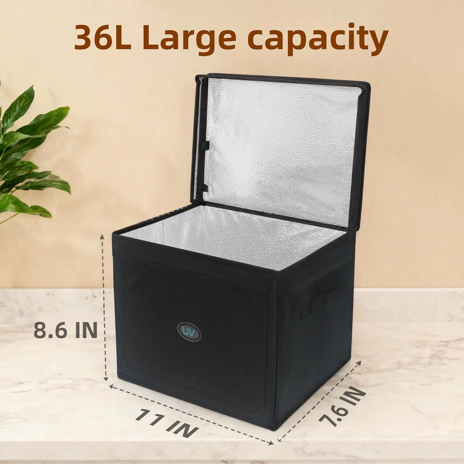 Large UV Sanitizer Box, 36L Portable Sanitizing and Cleaning Machine with 3-Level Timer, O-zone Foldable UV Cleaner Box for Household Use Like Phone, Towel, Key, Etc. with O-zone