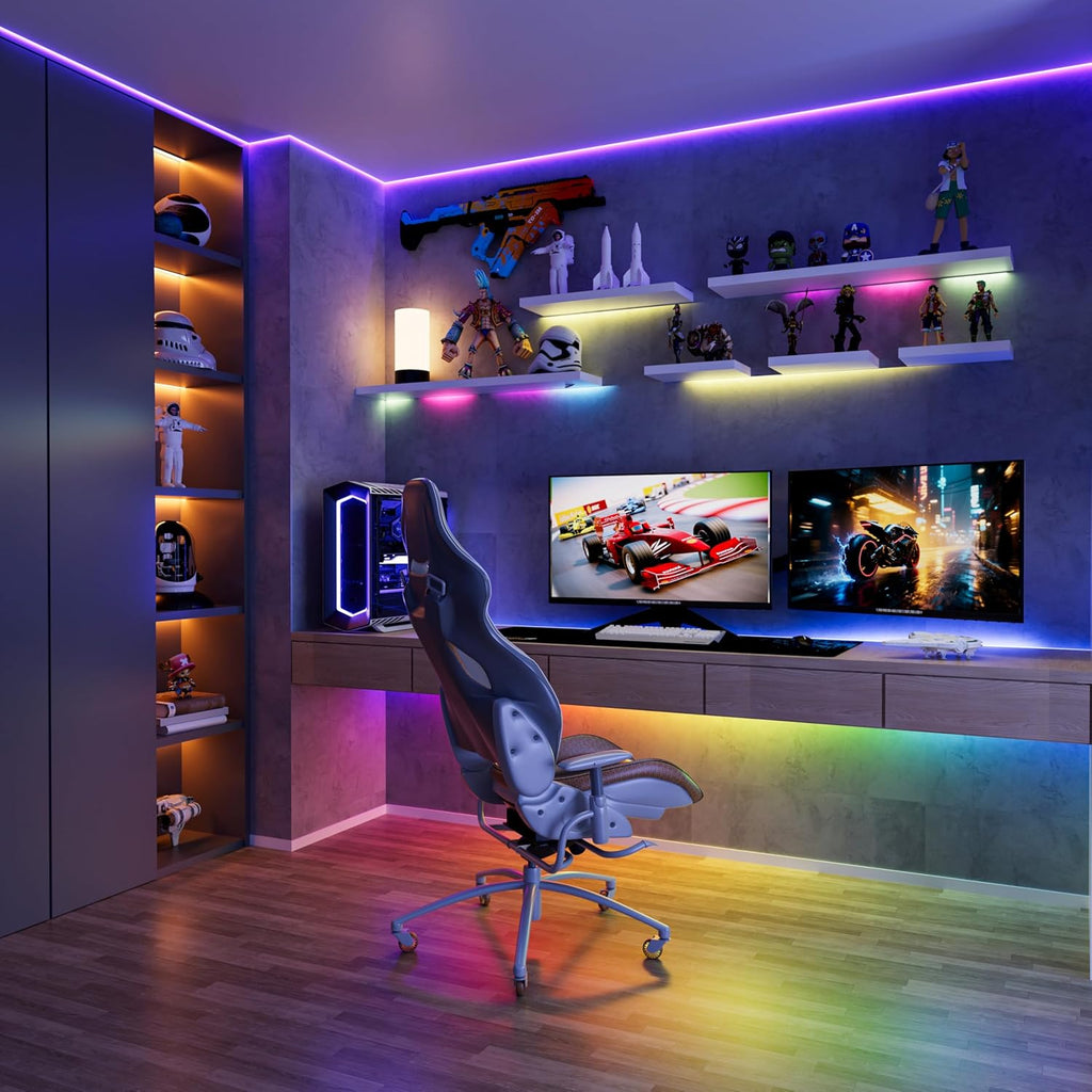 RGB Smart IC COB LED Strip Light,32.8ft Color Chasing Flexible DC24V LED Tape Light,WS2811 Addressable RGB Ribbon,for Party/Home/Office DIY Lighting Projects(Power Supply&Controller NOT Included)