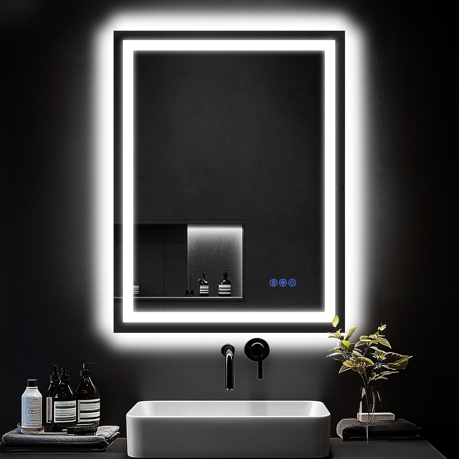 LED Bathroom Mirror, 24"x32" with Frontlit and Backlit Anti-Fog Mirror with Lights LED Vanity Mirror for Bathroom 3 Colors Temperature & Dimmable Bathroom Mirror with HD Tempered Glass