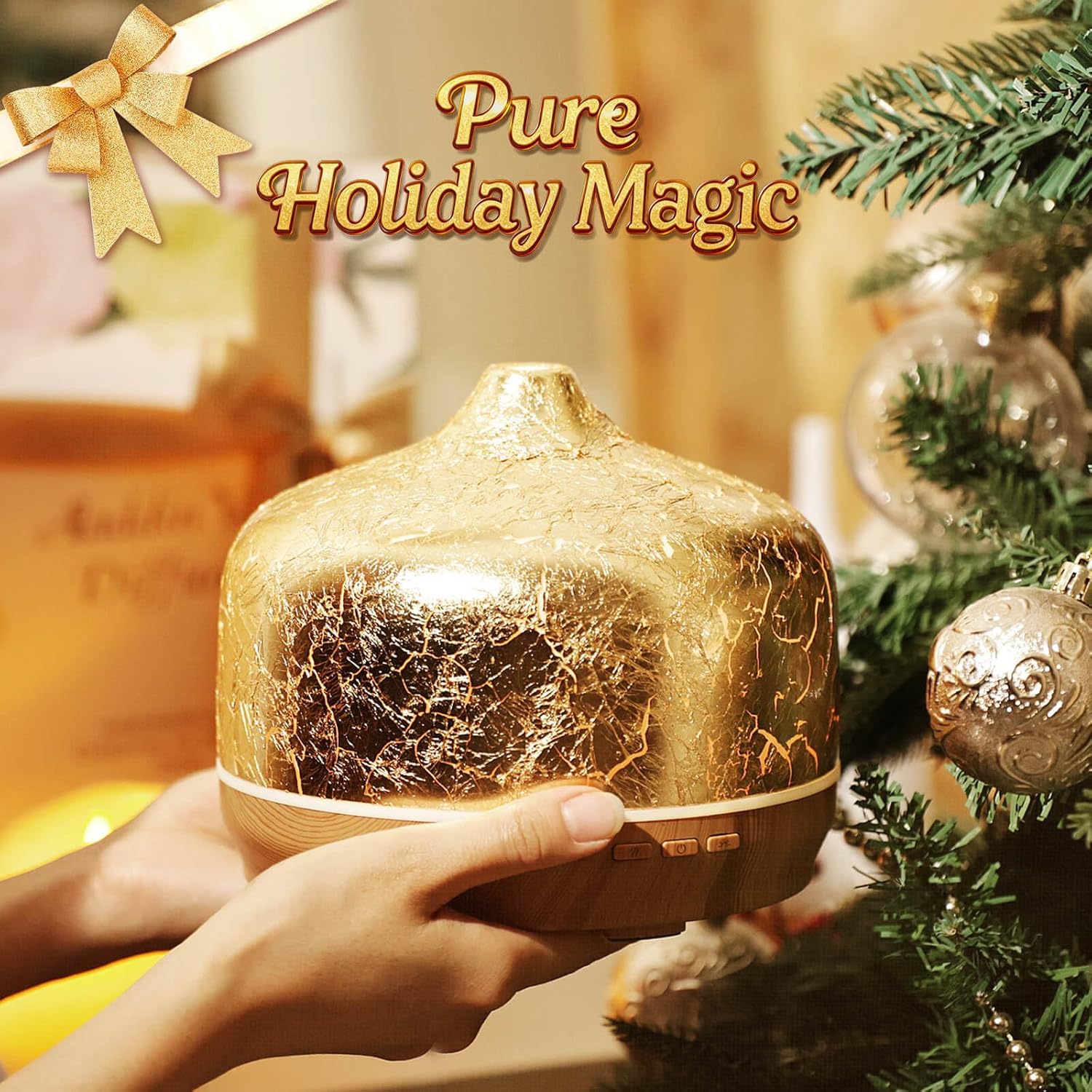 Porseme 500ml Essential Oil Diffuser Gold Plated Glass Aromatherapy Ultrasonic Humidifier - Auto Shut-Off, BPA Free for Home Hotel Yoga SPA Gift