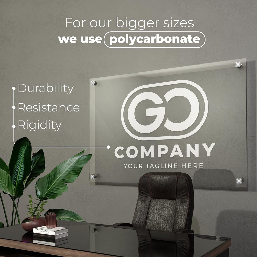 Personalized Floating Custom Acrylic Business Logo Sign | Free Company Vector Logo | Address Signage | Sign for Office Storefont | Multiple Size Options | Neon Led Lights Optional