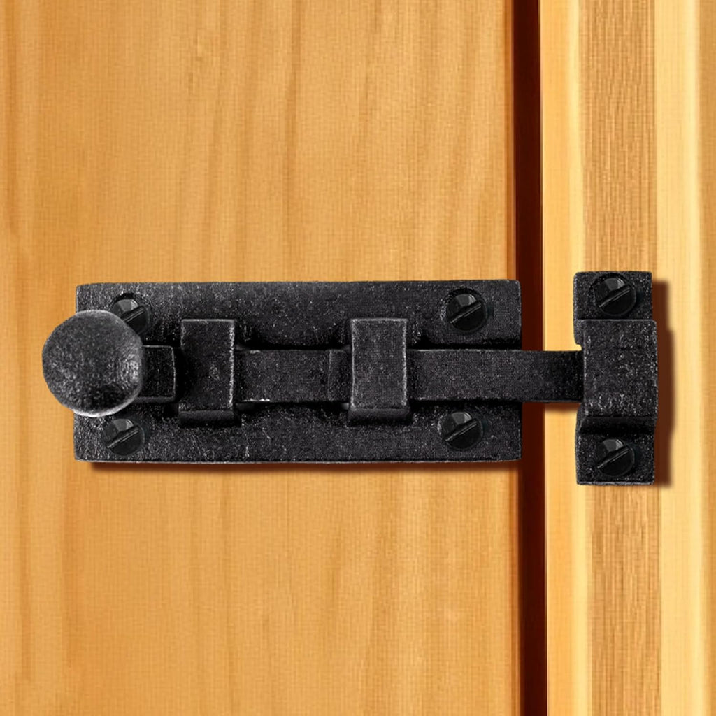 Renovators Supply Manufacturing Wrought Iron Slide Bolt - 3.5" Wide - Black - Rust Resistant Finish Pack of 3