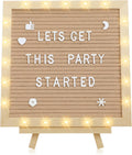 Changeable Felt Letter Board with LED Lights - 10×10" Message Custom Signs & Wood Stand & 450 Letters, Poster Board for Valentine's Day/Baby/Pregnancy Announcement/Classroom Wall Decor Gifts, Camel