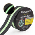 Anti Slip Traction Tape with Glow in Dark Green Stripe, 2 Inch x 16 Feet Waterproof Grip Tape, High Friction Abrasive Adhesive Non Slip Tape for Indoor and Outdoor Stairs, Black