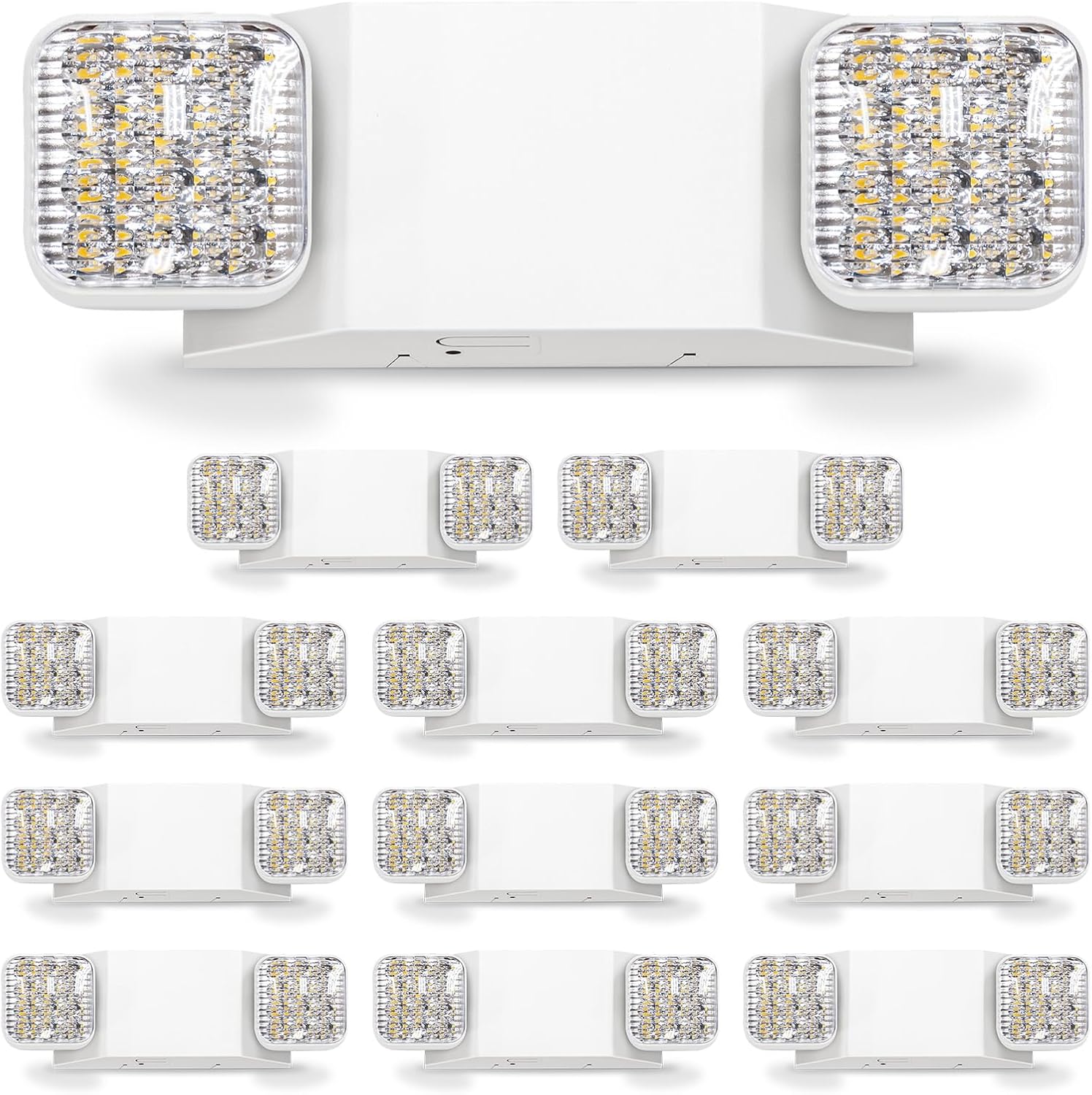 12PK LED Emergency Lights, Commercial Emergency Lights for Business, Power Outages, Offices, with Backup Battery (90 Minutes), Wall Mount, Hard Wired, 120-277V, Fire Resistant (94V-0) UL
