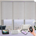 Graywind Motorized Silky Light Filtering Shades Compatible with Alexa Google Half Shading Rechargeable Remote Control Smart Blinds Electric Window Shade, Custom Size (Silky Silver Grey)